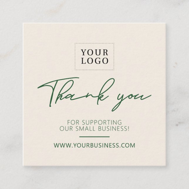 Green & Sand Simple Business Thank you Insert  (Front)