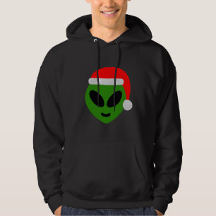 green santa alien emoji hoodie