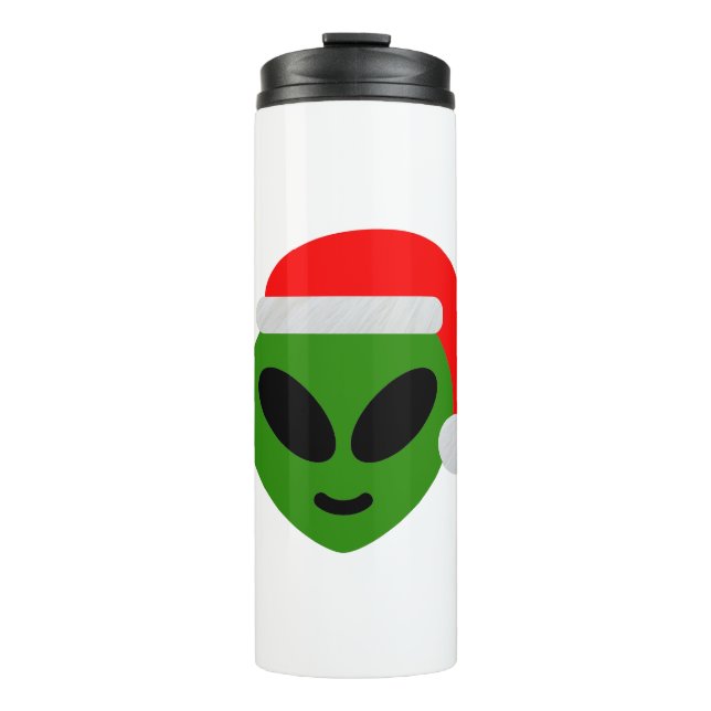 green santa alien emoji thermal tumbler (Front)