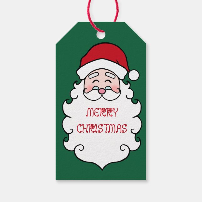 Green Santa Claus Christmas Gift Tags (Back)