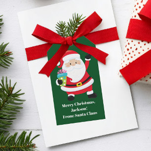 Green Santa Claus Customised Kids Christmas Gift Tags