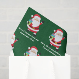 Green Santa Claus Customised Kids Christmas Tissue Paper