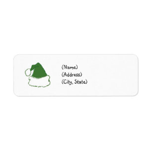 Green Santa Hat Return Address Labels