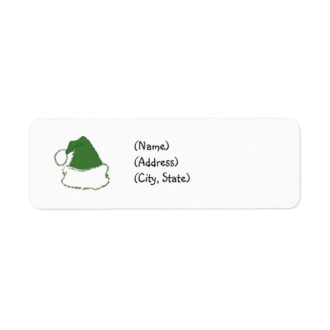 Green Santa Hat Return Address Labels (Front)