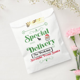 Green Santa Sack North Pole Deer Merry Christmas Favour Bag