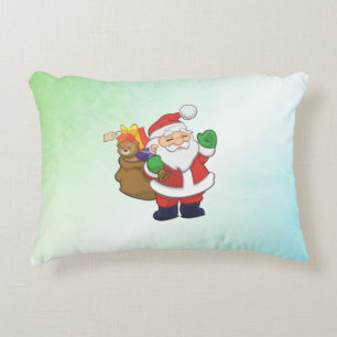Green Santa With Toys Decorative Cushion