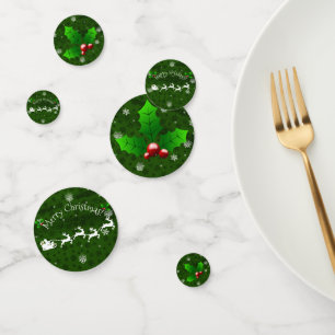 Green Santa's Sleigh and Reindeer Table Confetti