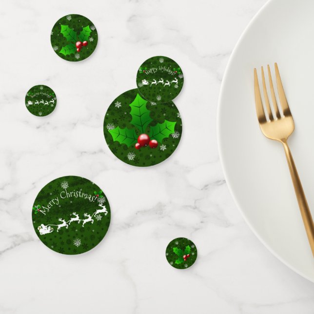 Green Santa's Sleigh and Reindeer Table Confetti (Group)