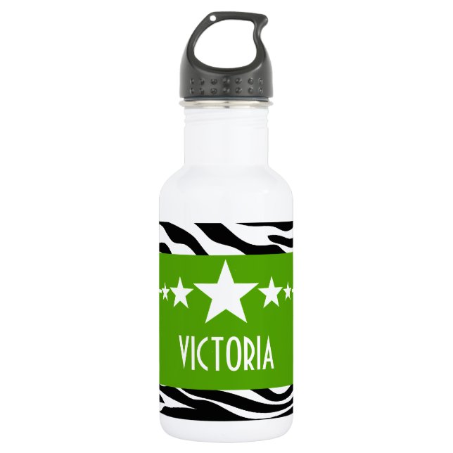 Green Sassy Star Zebra 532 Ml Water Bottle (Front)