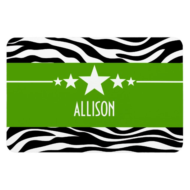 Green Sassy Star Zebra Premium Magnet (Horizontal)