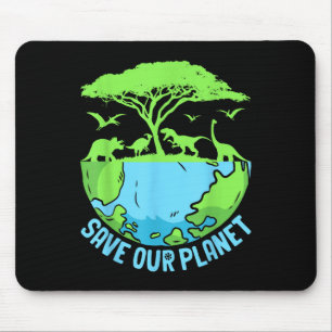 Green Save Our Planet Environmental Earth Day Boys Mouse Pad