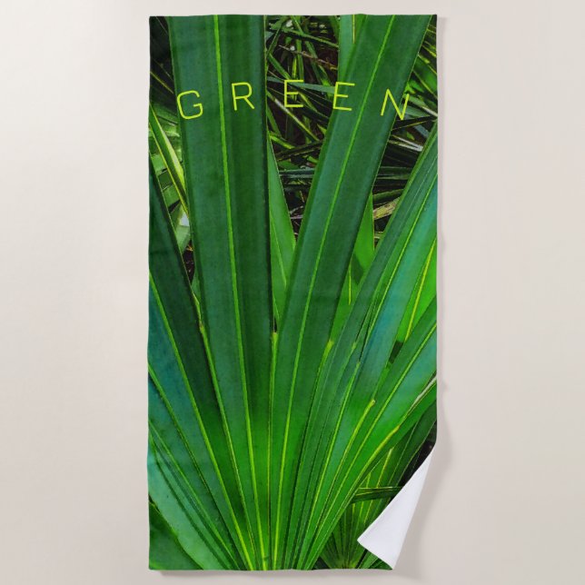 GREEN Saw Palmetto Beach Towel (Front)