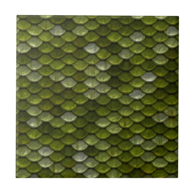 Green Scale Pattern Ceramic Tile (Front)