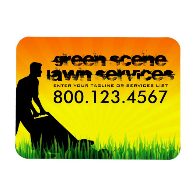 green scene lawn care magnet (Horizontal)