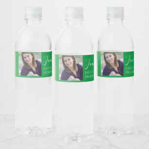Green School Colours High School Senior Photo Water Bottle Label