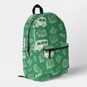 Green School Doodle  Printed Backpack