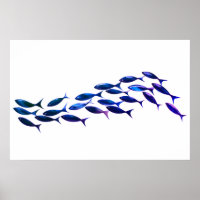 Green School of Fish Watercolor