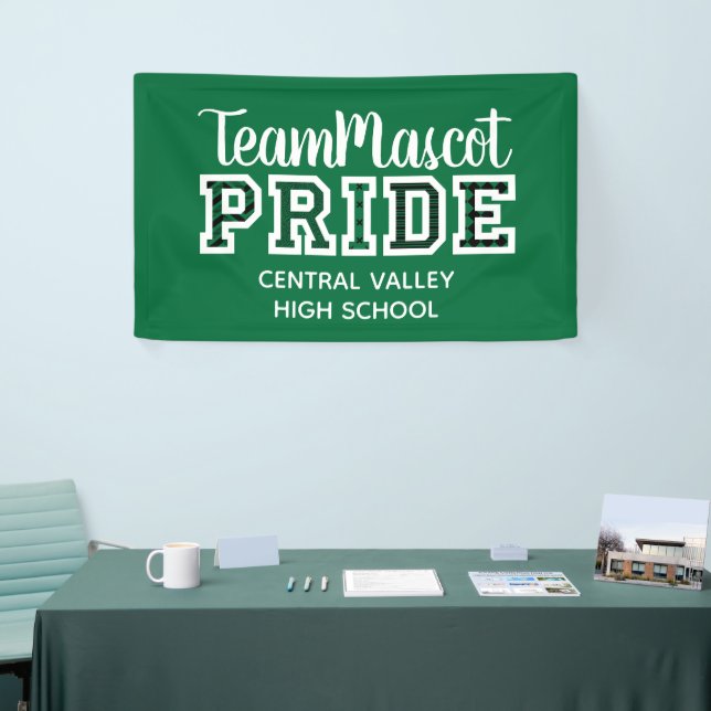 Green School Pride Mascot Name Banner (Tradeshow)