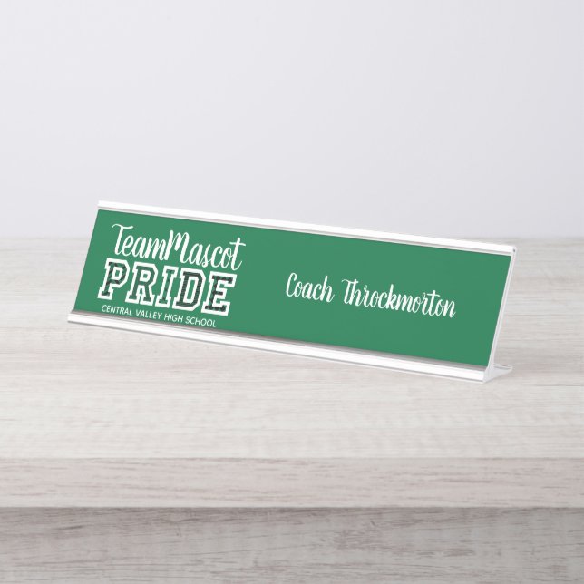 Green School Pride Mascot Name Desk Name Plate (Front)