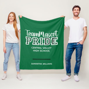 Green School Pride Mascot Name Fleece Blanket