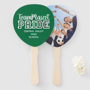 Green School Pride Mascot Name Hand Fan