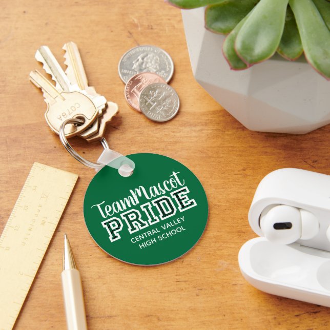 Green School Pride Mascot Name Keychain (Desk)