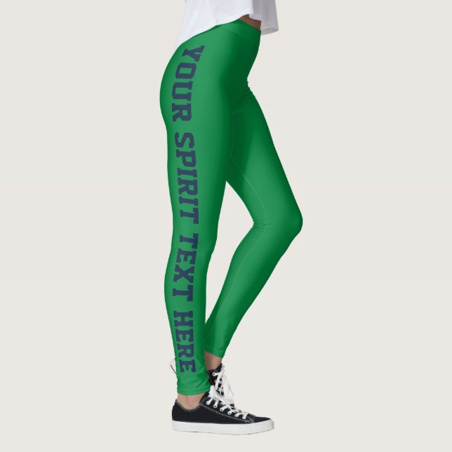 green School Spirit Leggings Custom Navy Blue Text (Right)