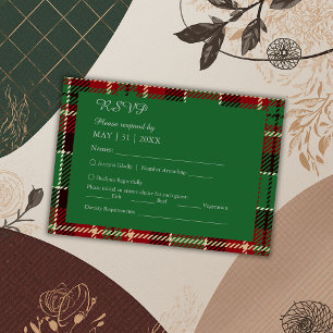 green scottish country wedding RSVP card