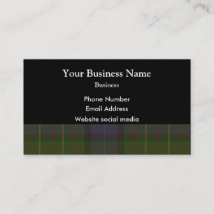 Green Scottish tartan plaid on black Business Card