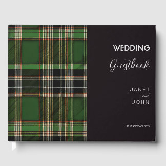 Green Scottish Tartan Wedding Guest Book