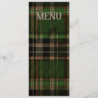 Green Scottish Tartan Wedding Menu
