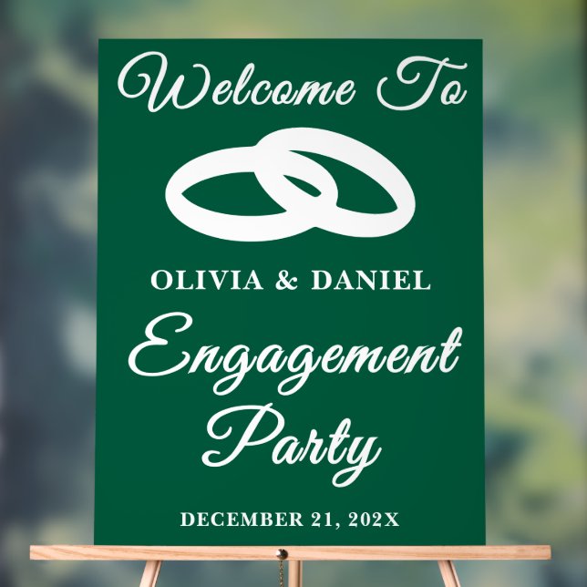 Green Script Christmas Engagement Party Welcome Acrylic Sign (Neutral)