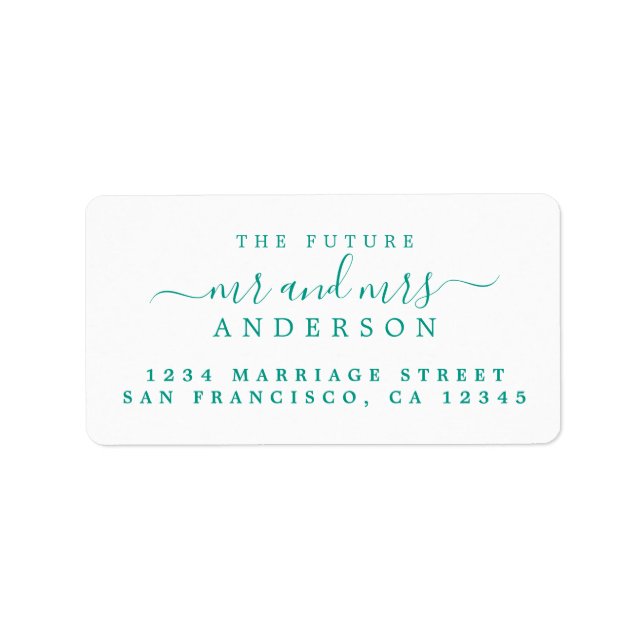 Green Script Future Mr Mrs Return Address Label (Front)