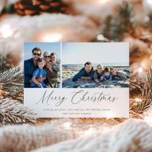 Green Script Merry Christmas Photo Card