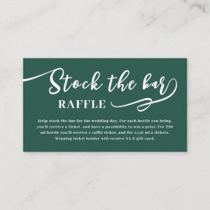 Green Script Stock the bar Bridal Shower  Enclosure Card