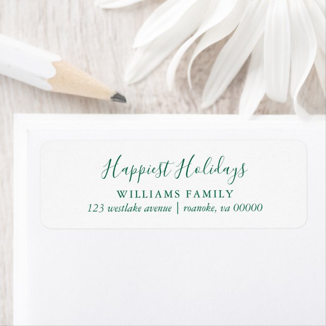 Green Script Typography Christmas Return Address Label (Insitu)