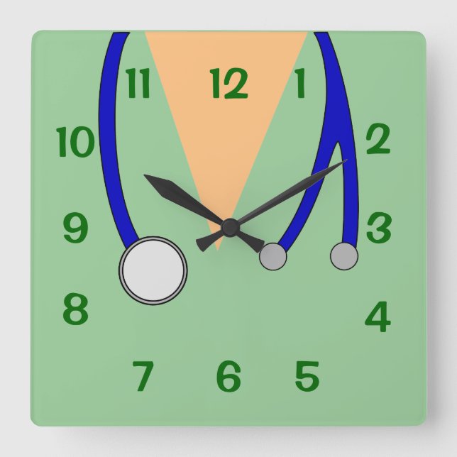 Green Scrubs and Stethoscope Clock 4 Veterinarians (Front)