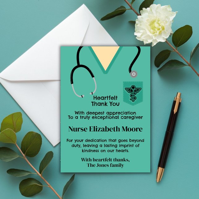 Green Scrubs Nurse Thank You Card (Creator Uploaded)