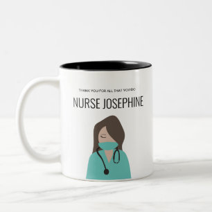 Green Scrubs Thank you Nurse Personalised Two-Tone Coffee Mug