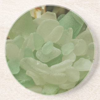Green Sea Glass Flower Coaster