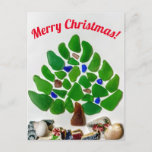 Green Sea Glass Washington Beaches Christmas Tree Holiday Postcard<br><div class="desc">Give this sea glass Christmas tree postcard this holiday season to all your beach loving friends and family. This green tree was handmade from sea glass found in the San Juan Islands of Washington. Customise as you wish. To see these and more products go to http://www.zazzle.com/boatcard</div>