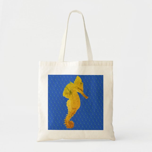 Green Sea Horse Blue Tote (Front)