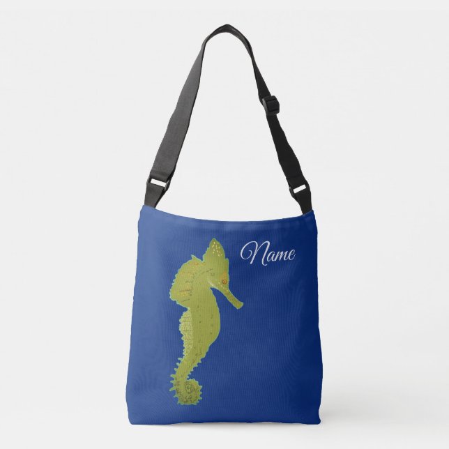 Green Sea horse Elegant Flower Photo Tote (Front)