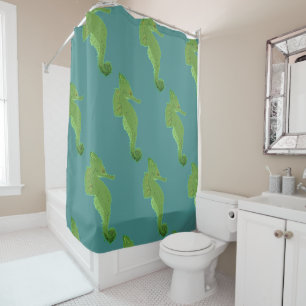 Green Sea horses Pattern  Shower Curtain
