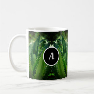 Green Sea Leaf Garden Plant Monogram Coffee Mug
