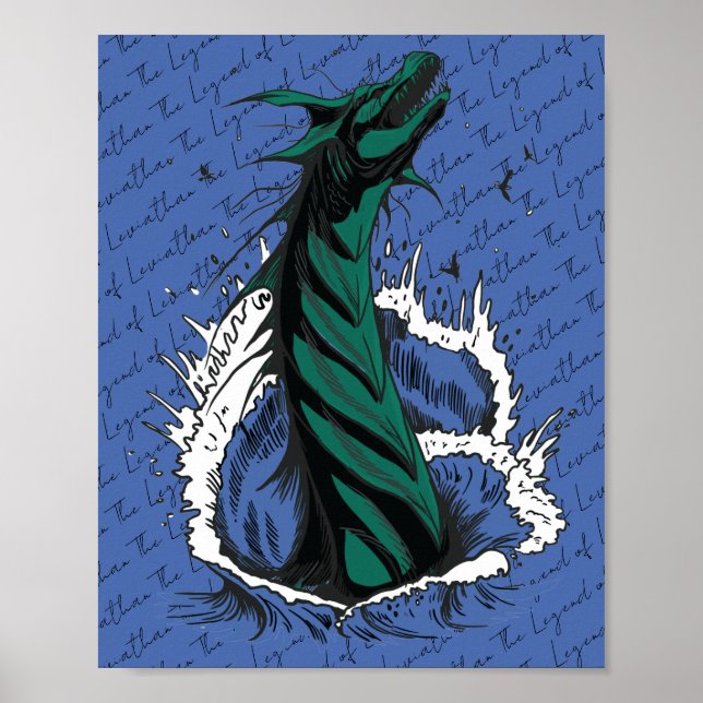 Green Sea Monster Serpent Ocean Waves Poster (Front)