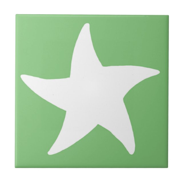 Green Sea Star Ceramic Tile (Front)