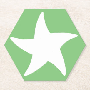 Green Sea Star Paper Coaster
