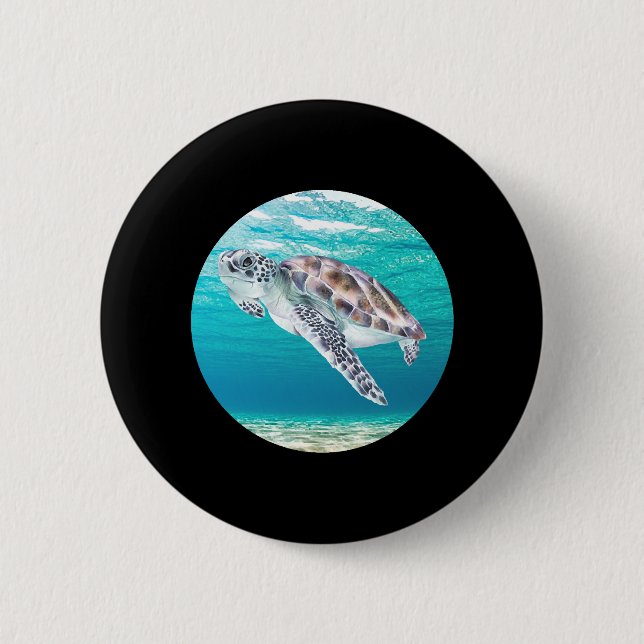 Green Sea Turtle  6 Cm Round Badge (Front)