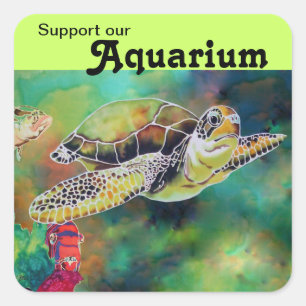 Green Sea Turtle Aquarium Support Sticker